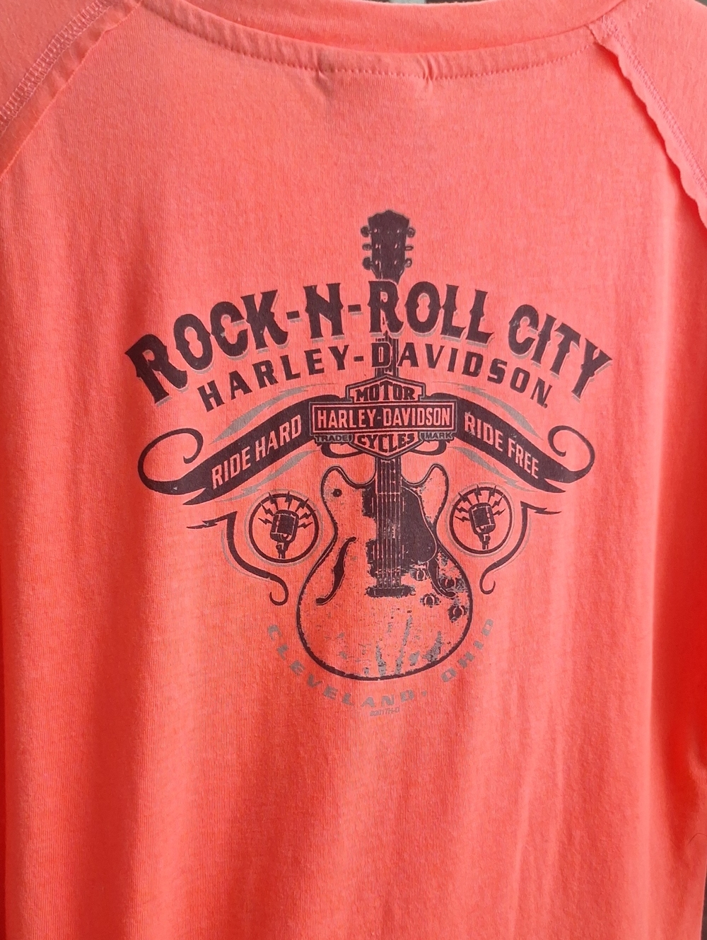 Harley-Davidson Rock N Roll Coral Orange Top - Picture 5 of 6